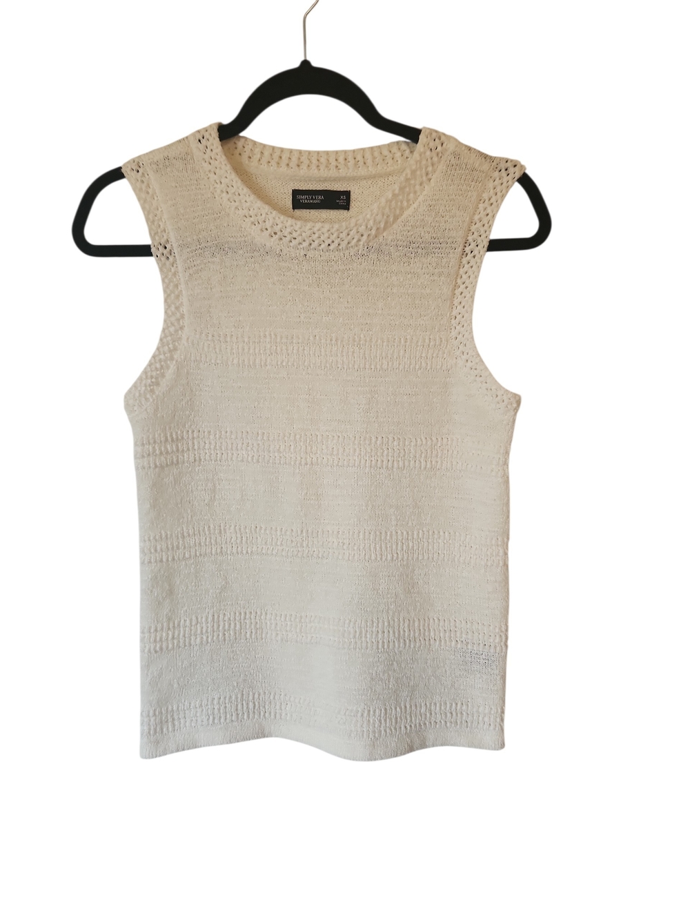Simply Vera Vera Wang Cream Knit Sleeveless Crewneck Sweater Size XS